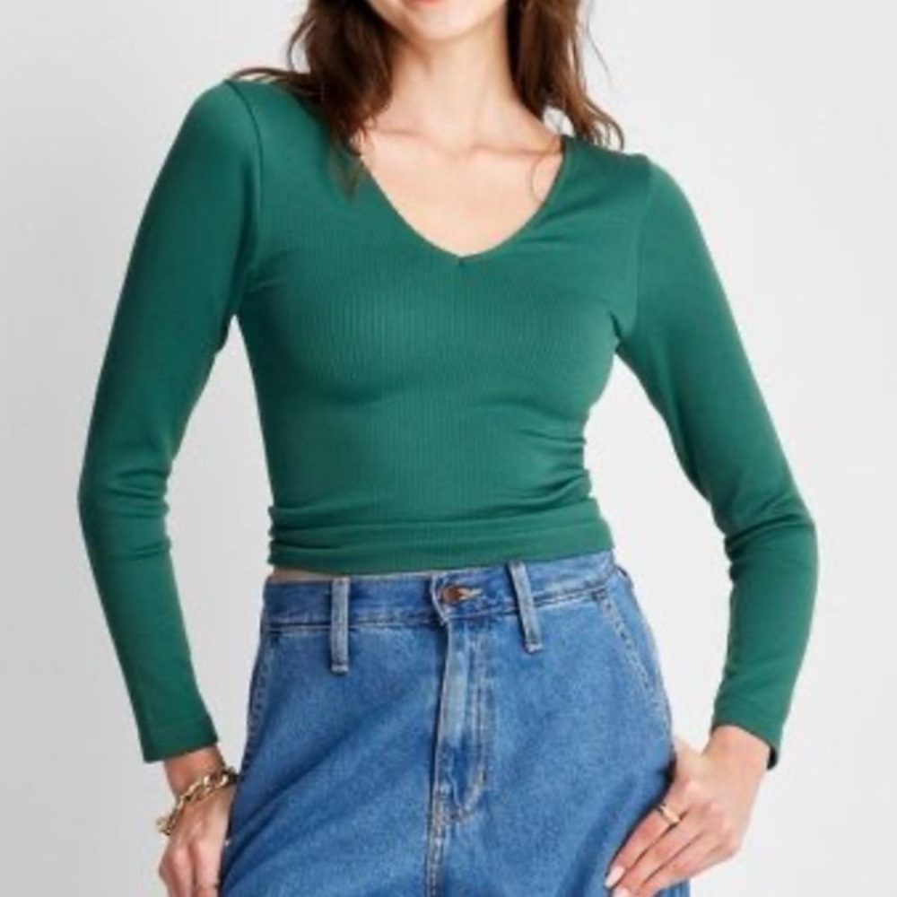 A New Day long sleeve slim fit reversible seamless t shirt in teal XS